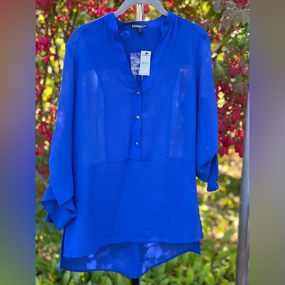 EXPRESS Women’s V Neck Blouse Blue